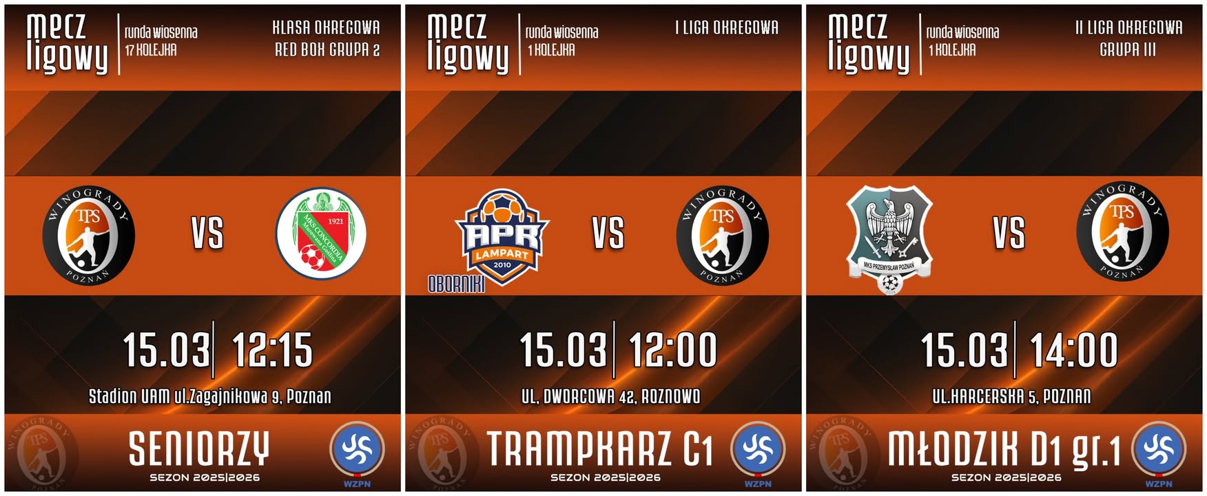 🟧Przed nami ligowy weekend a właściwie niedziela i aż trzy drużyny TPS Winogrady
