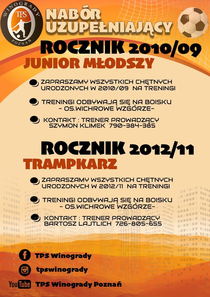 ⚽NABÓR UZUPEŁNIAJĄCY⚽ __________________ 🟧ROCZNIK 2010/2009 – JUNIOR MŁODSZY ⬛️R