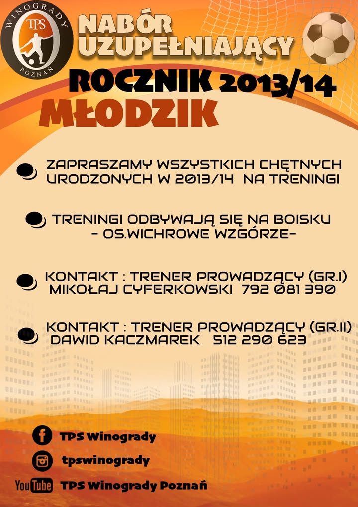 ⚽NABÓR UZUPEŁNIAJĄCY⚽ __________________ 🟧ROCZNIK 2013/2014 – MŁODZIK ⬛️Zaprasza