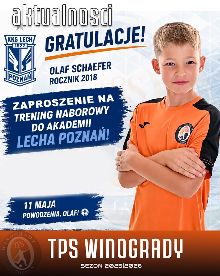 🟧Ogromne brawa dla Olafa - zawodnika drużyny Żaków TPS Winogrady za zaproszenie 
