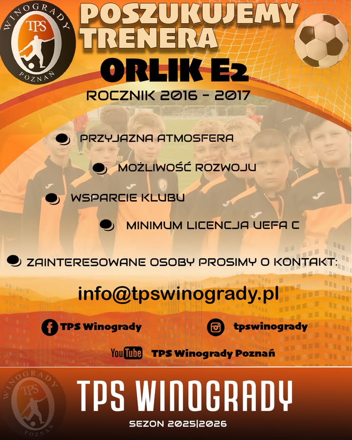 🔍 Szukamy trenera do grupy orlik E2! ⚽ Chcesz dołączyć do naszej kadry trenerski