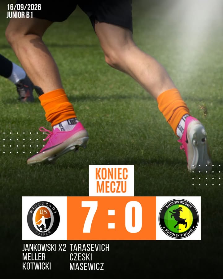 Wysokie zwycięstwo Juniorów B1 w meczu z KS Koziołek Poznań 😍 🗣️ Kilka słów od T